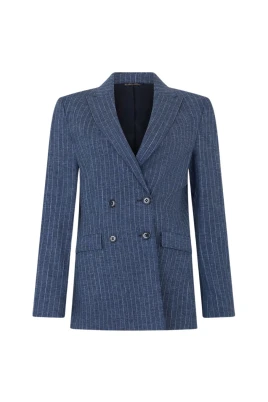 Pinstripe Cotton Blend Blazer