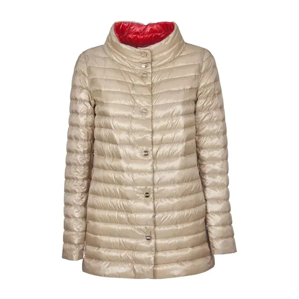 Herno Women's Beige Winter Jackets, 3XL, Ultralight Reversible Down Coat