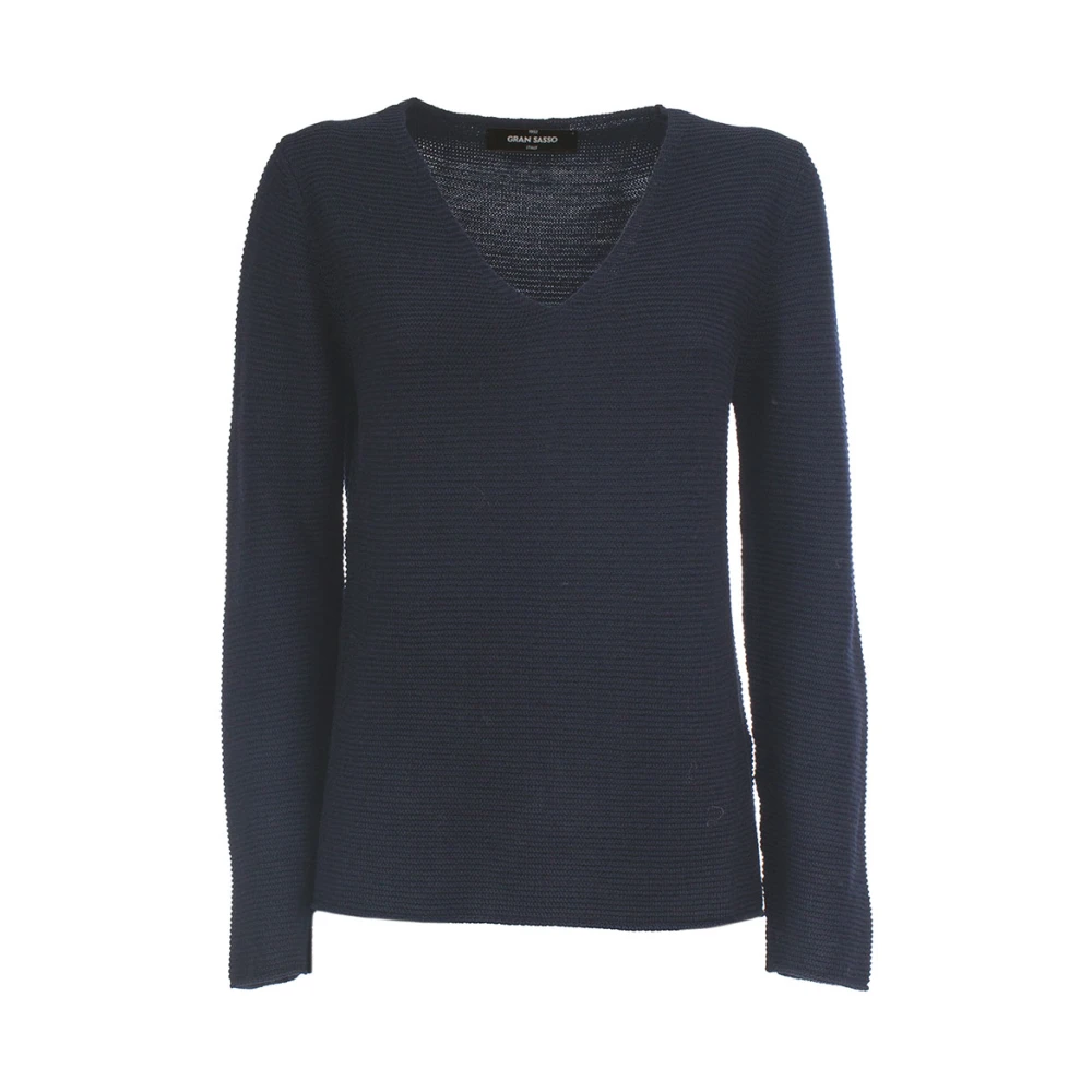 Gran Sasso Wollen trui met V-hals Blue Dames