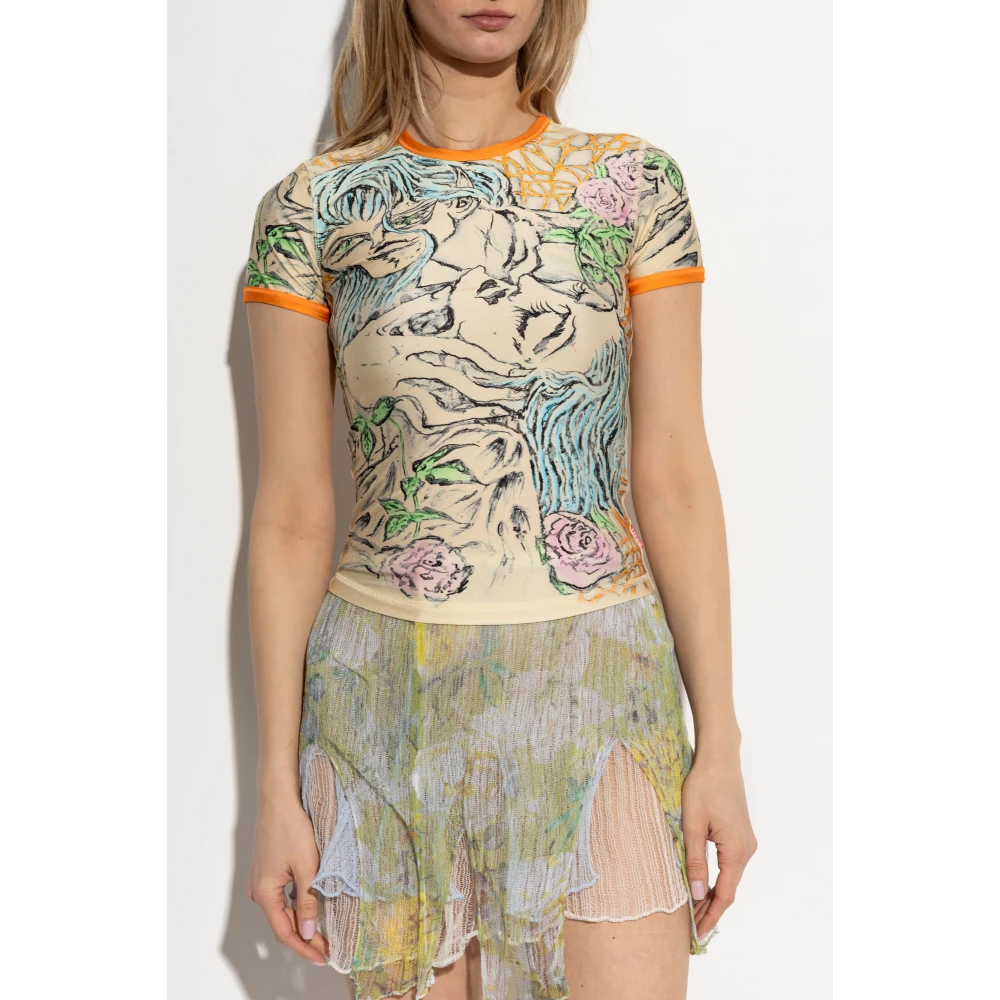 Diesel Top T-Uncutie-Long-Q2 Multicolor Dames