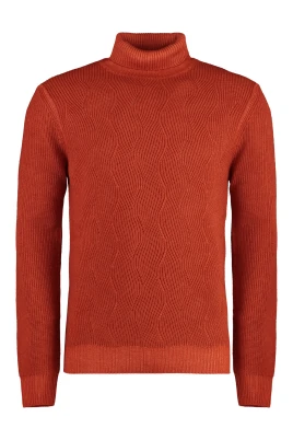 Ull Turtleneck Tröja Ribbstickade Kanter