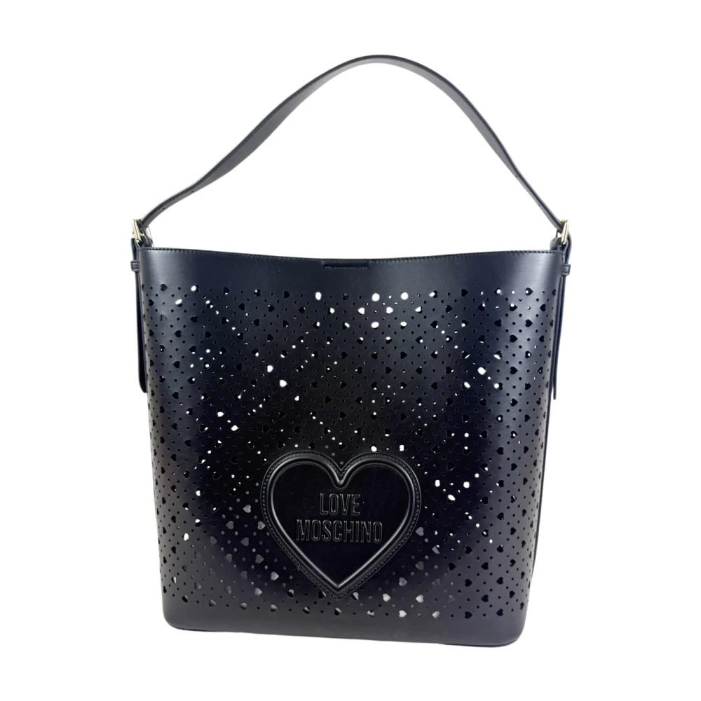 Love Moschino Women's Black Shopping Bags, One Size, Traforato Sacca