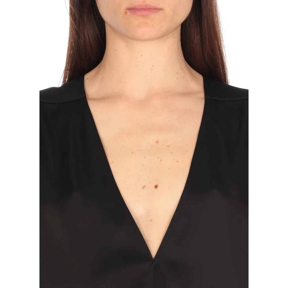 Rick Owens Zwarte V-hals mouwloze top Black Dames
