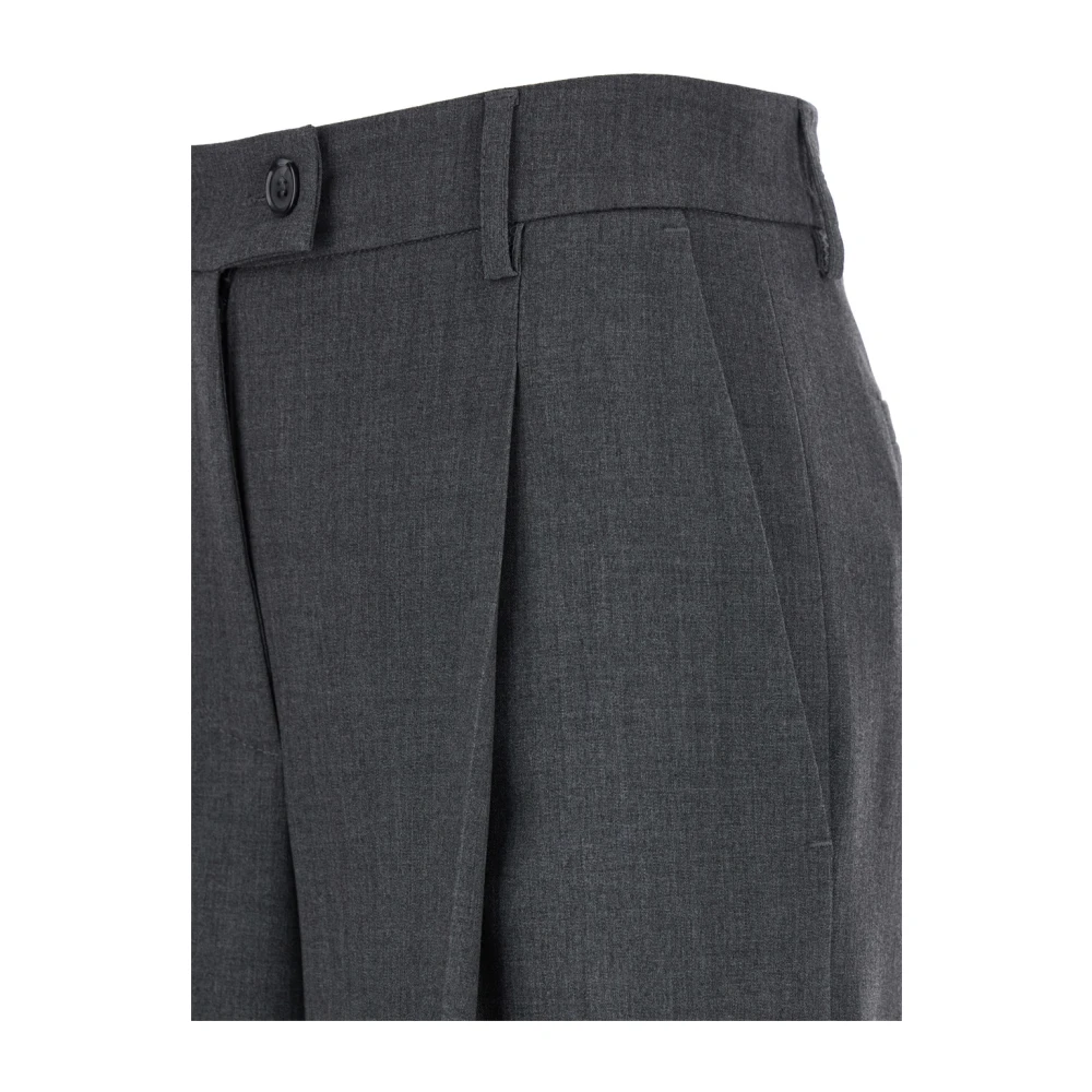 Plain Units Hoge Taille Grijze Broek Gray Dames