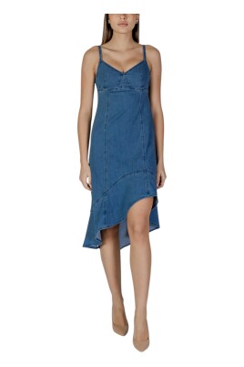 blue-v-neck-cotton-blend-dress