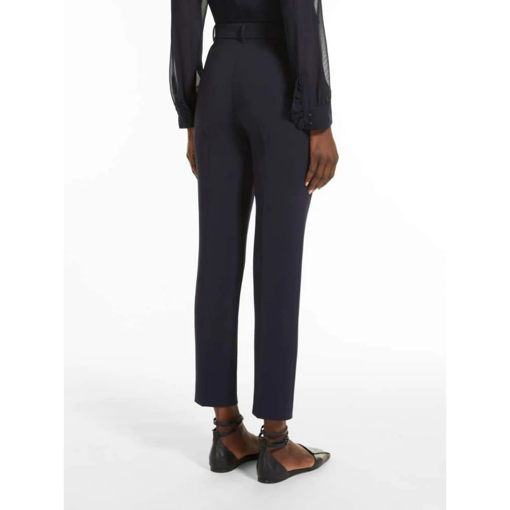 Max Mara Straight Leg Polyester Broek Blue Dames