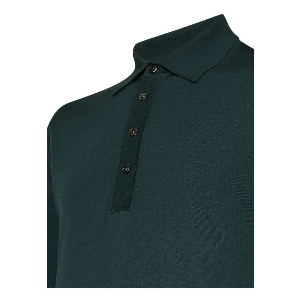 Low Brand Groene Merinowol Polo Shirt Green Heren