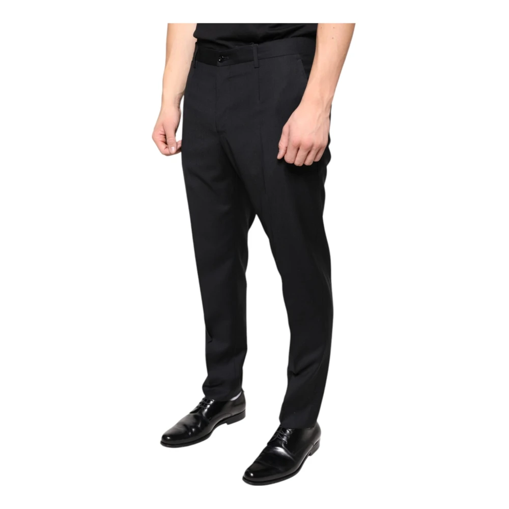 Dolce & Gabbana Zwarte wollen Skinny Dress Pants Black Heren