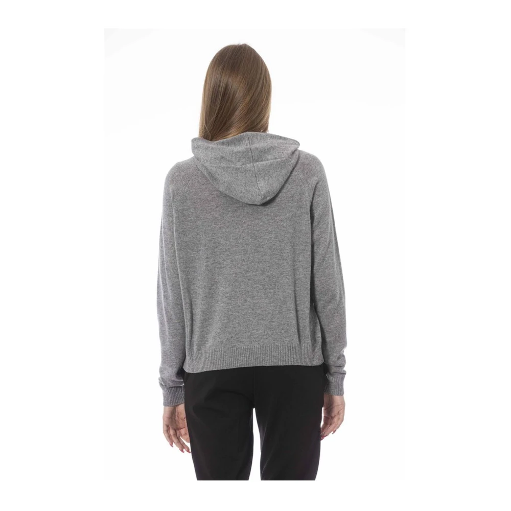 Baldinini Luxe Ribgebreide Sweater met Capuchon Gray Dames
