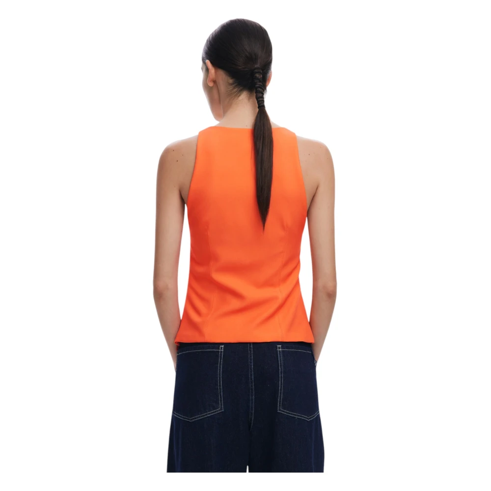 Desigual Bloemen V-hals Mouwloze Top Orange Dames