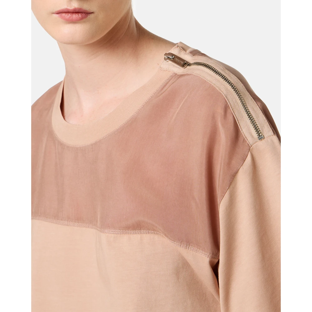 Iceberg Regular-fit blush katoenen jersey T-shirt met cupro stofinzetten Pink Dames