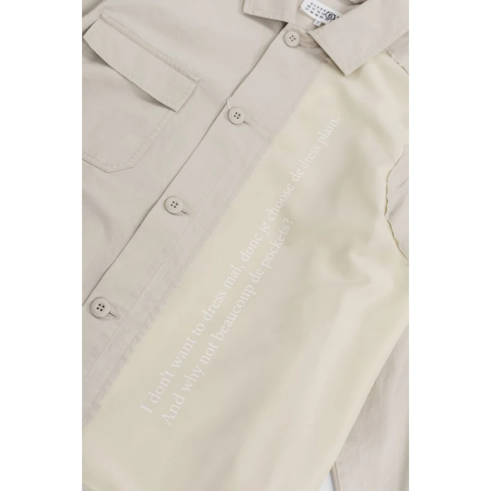 MM6 Maison Margiela Beige Gabardine Jas met Canvas Paneel Beige Dames