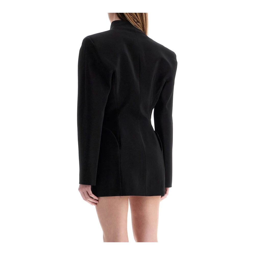 Mugler Elegante V-hals Zwarte Jas Black Dames