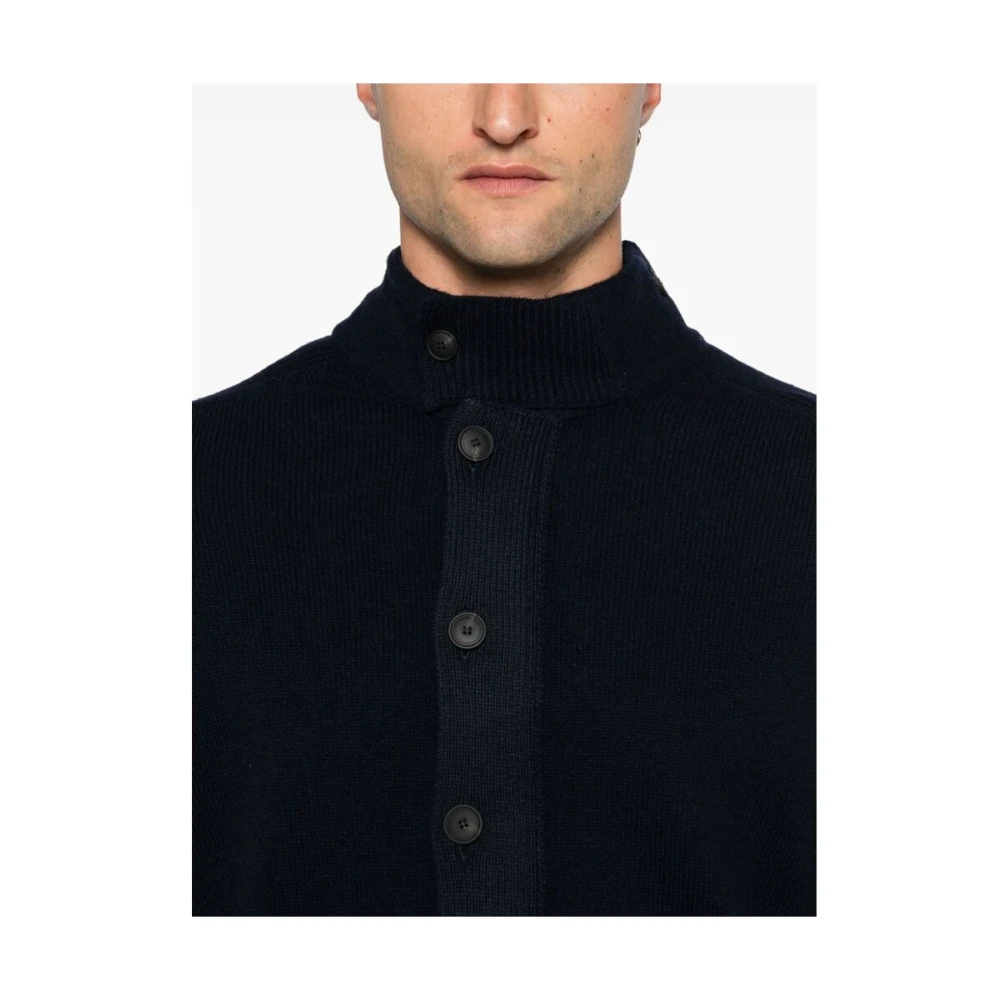 La Fileria Navy Blauw Wollen Gebreid Jack Blue Heren