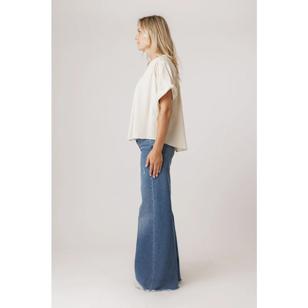 By-Bar Alex Rib Blouse Off White Beige Dames