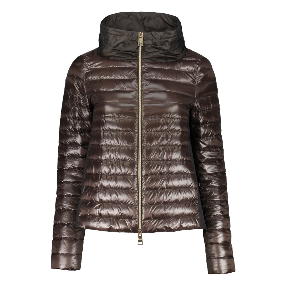 Herno Puffer Jacket met Opstaande Kraag Brown Dames