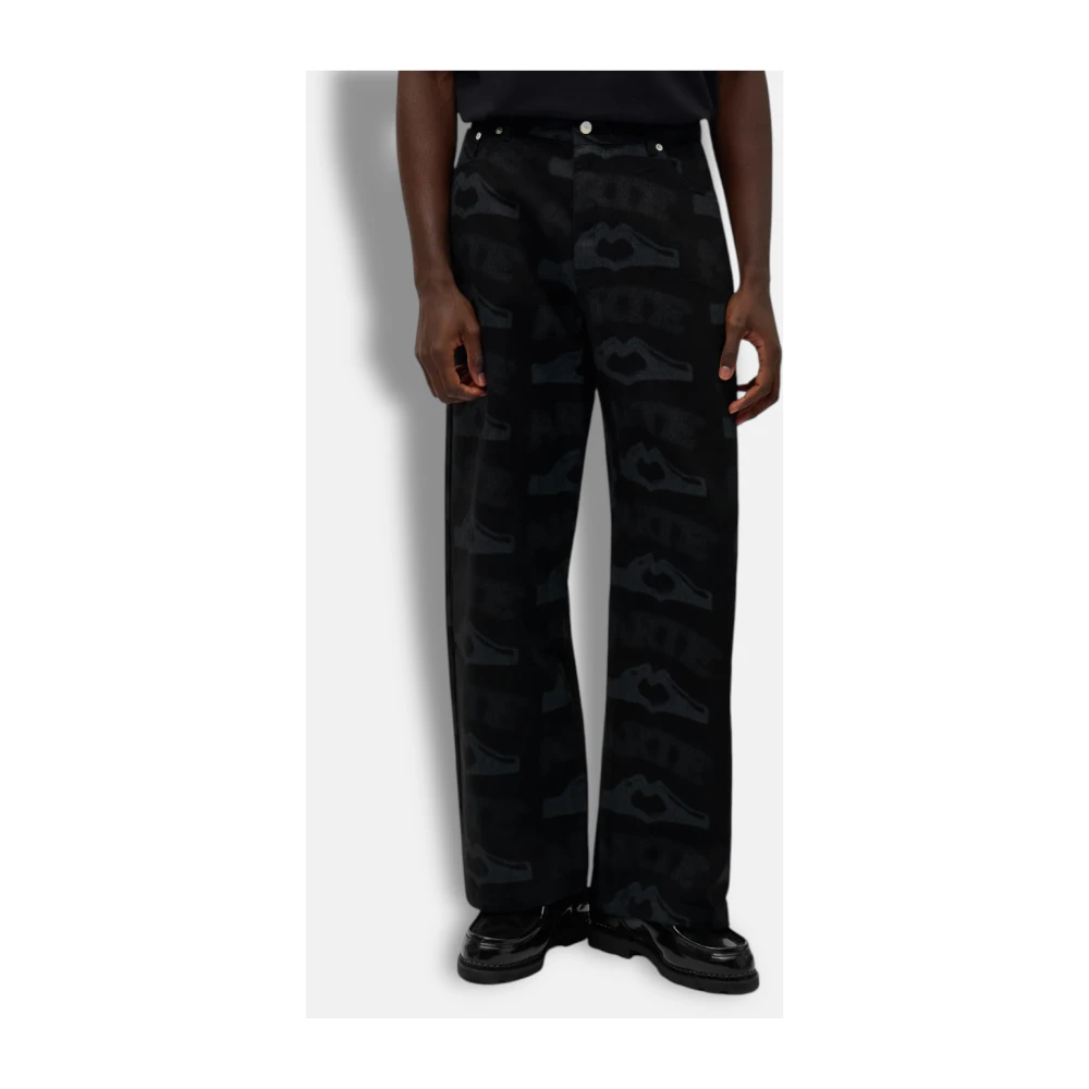 Arte Antwerp Broek met Hartenprint Black Heren