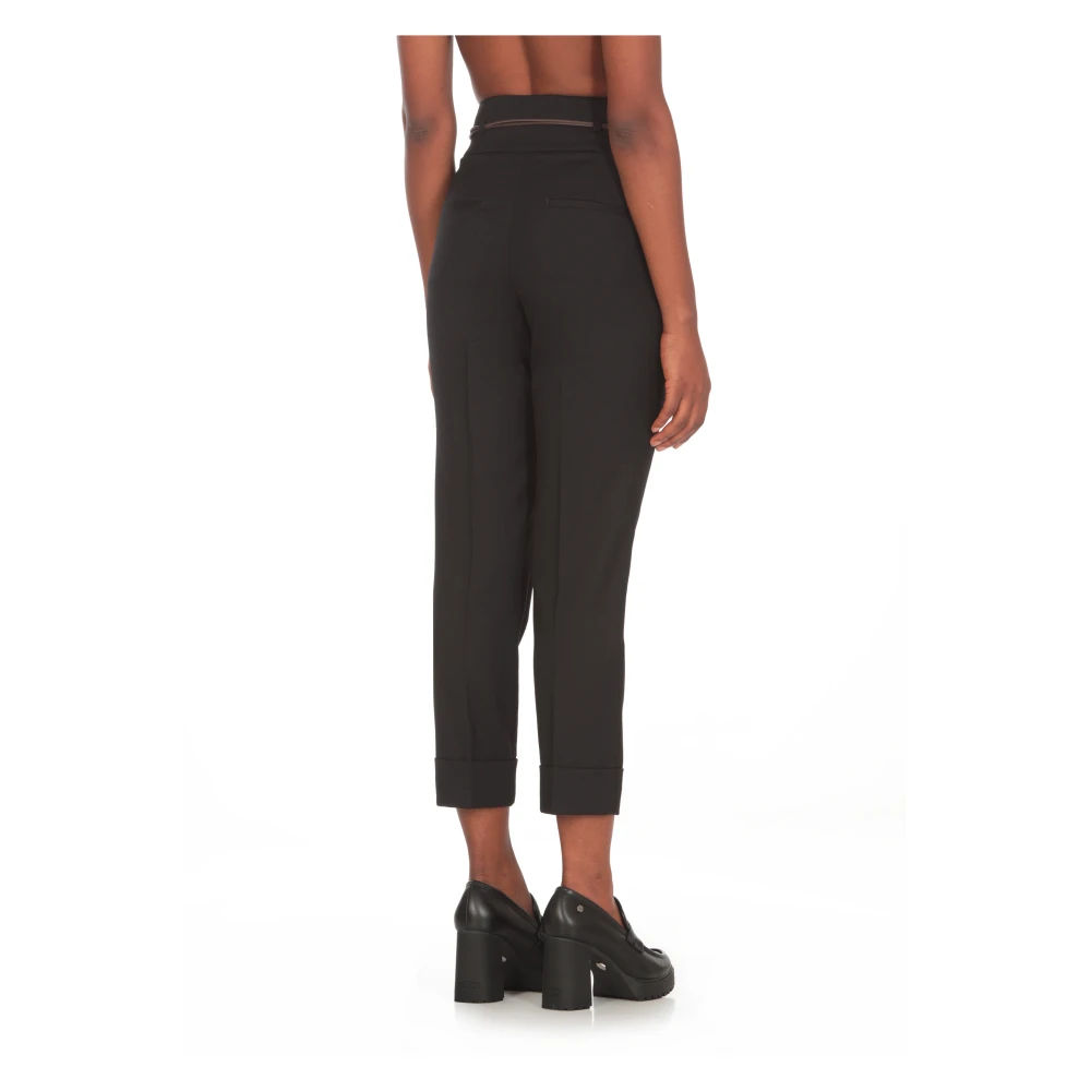 PESERICO Zwarte wollen broek met ritssluiting Black Dames