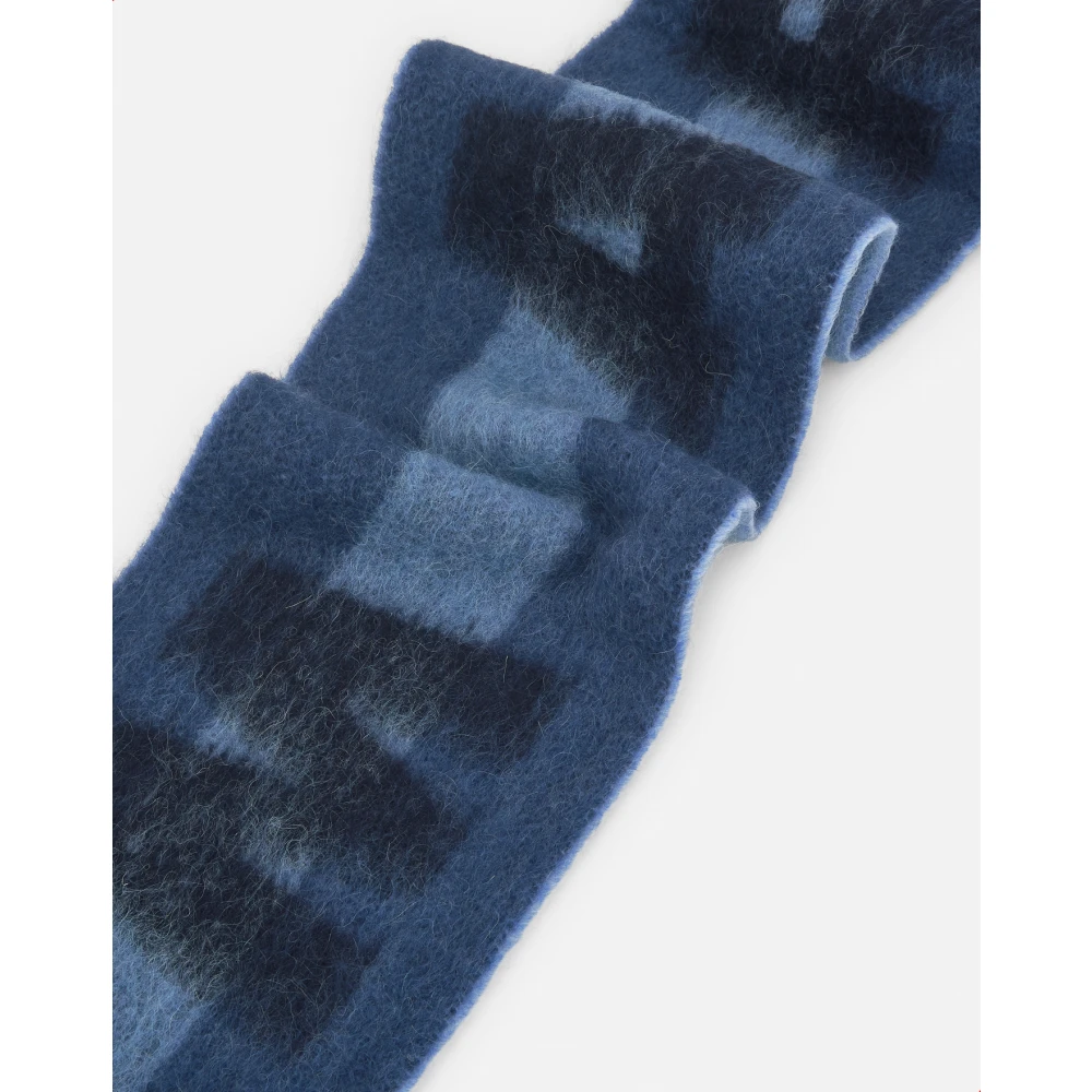Marni Blauwe Logo Geborduurde Sjaal Blue Heren