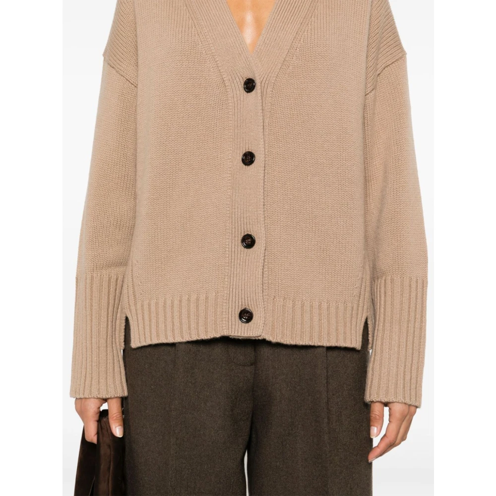 allude Bruine Cashmere V-Hals Cardigan Sweater Brown Dames