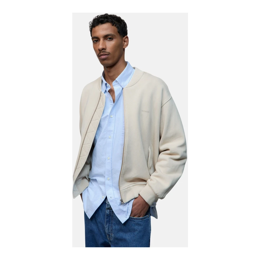 closed Bomberjack van katoenen jersey met logo Beige Heren