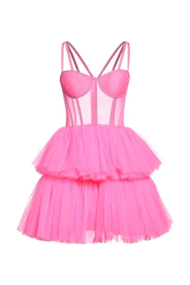 Rosa Tulle Mini Klänning Damkläder
