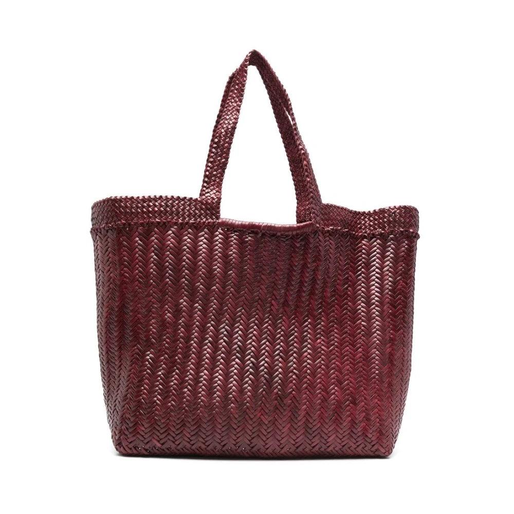 Dragon Diffusion Rode Leren Geweven Tote Tas Red Dames