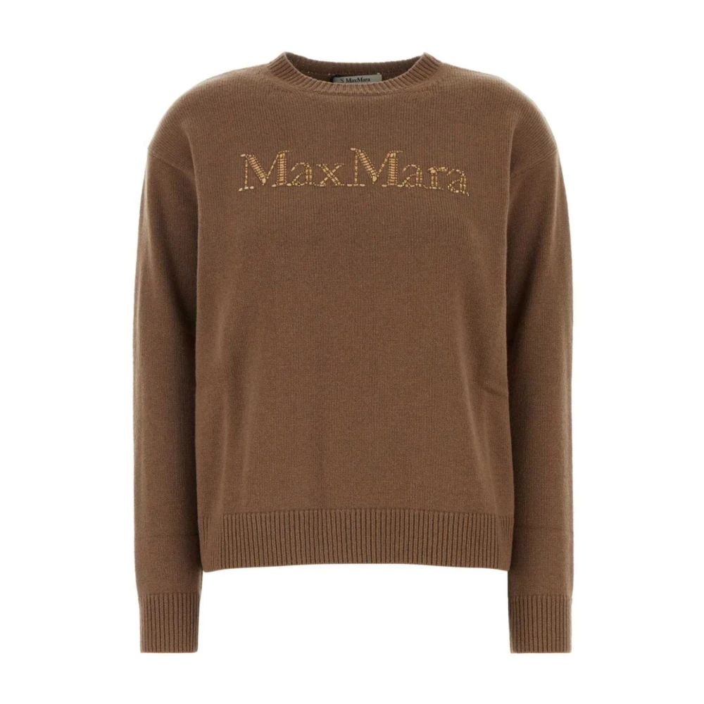 Max Mara Karamelbruine wollen trui met ronde hals Brown Dames