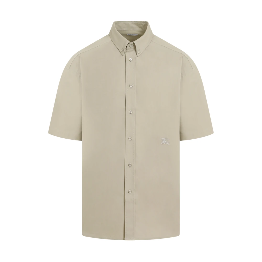 Burberry Groene Katoenen Shirt Korte Mouw Beige Heren