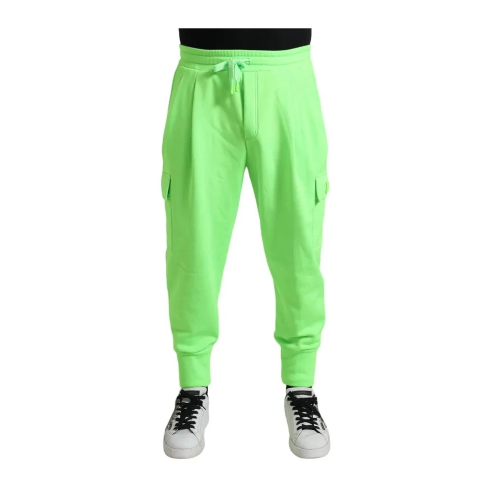 Dolce & Gabbana Neon Groene Polyester Jogger Sweatpants Green Heren