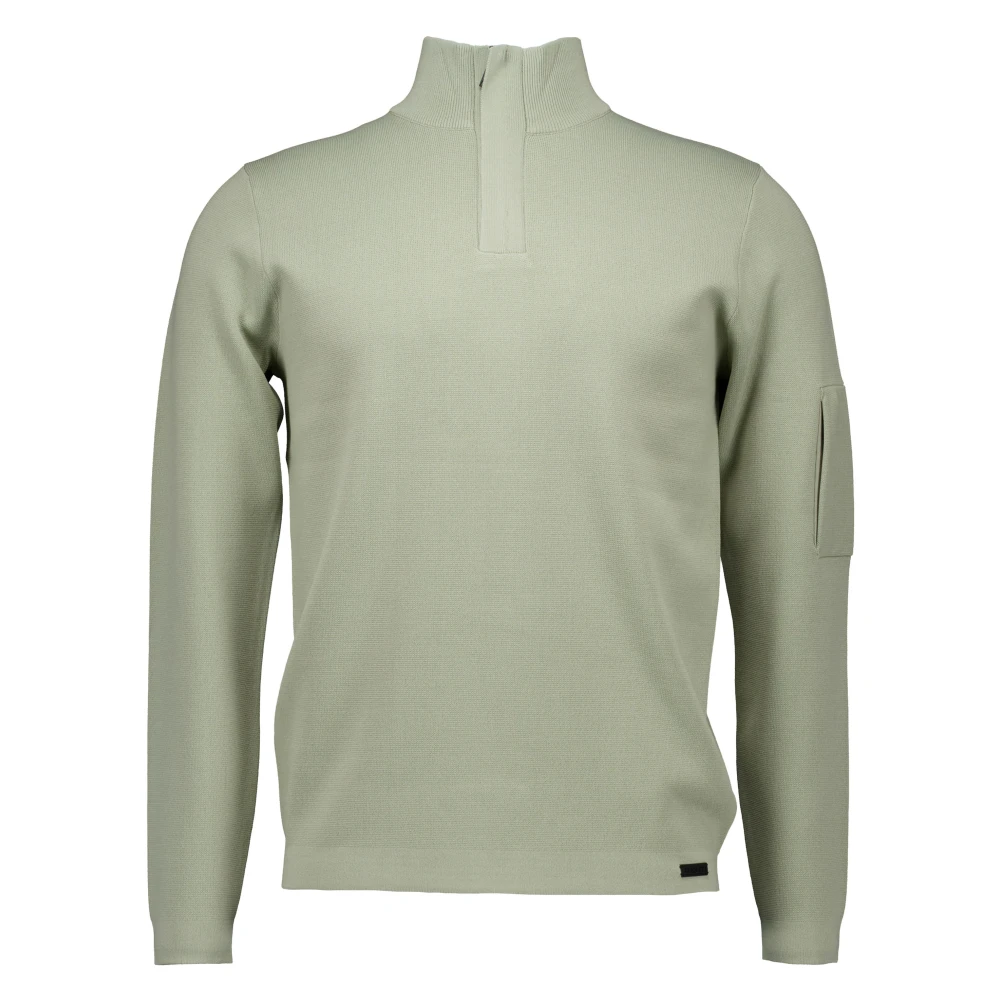 Genti Turtle Zip Sweater Groen Green Heren