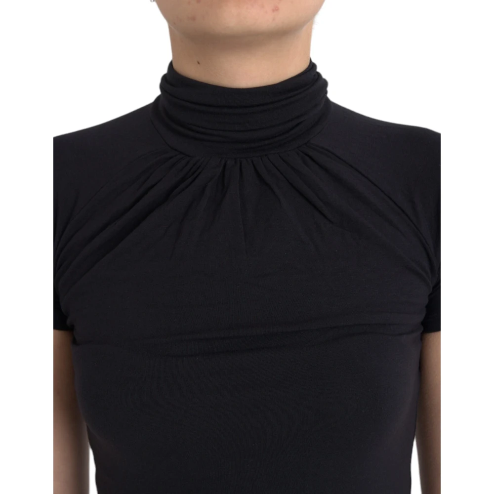 Costume National Zwart korte mouw coltrui top Black Dames