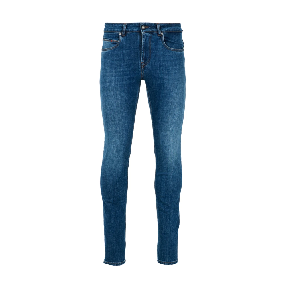 Fay Blauwe katoenen jeans met knoop- en ritssluiting Blue Heren