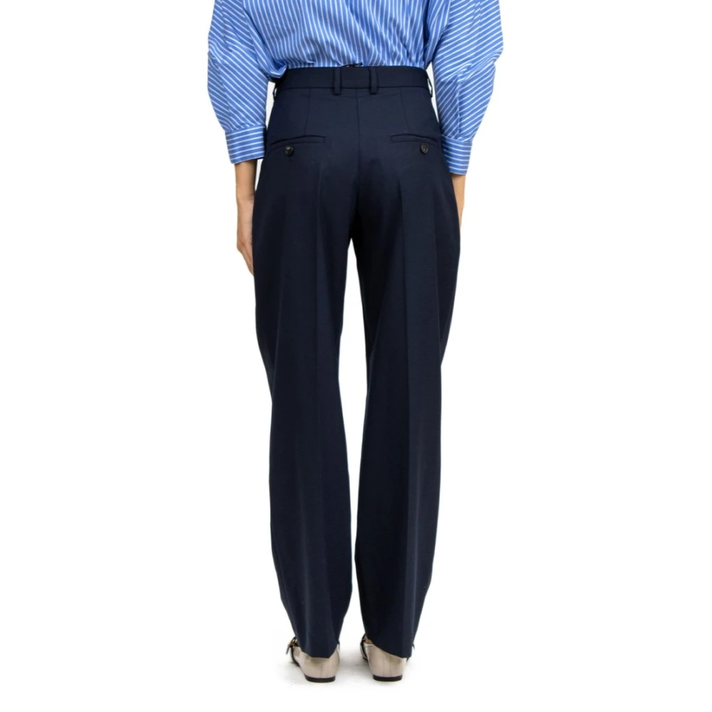 Tela Blauwe Wijde Wollen Broek Blue Dames