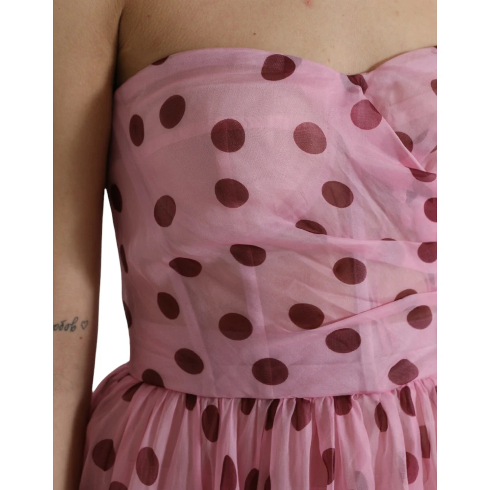 Dolce & Gabbana Roze Polka Dot Zijden A-lijn Jurk Multicolor Dames