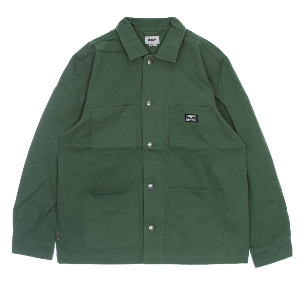 Obey Zomer werkjas met kraag knopen Green Heren