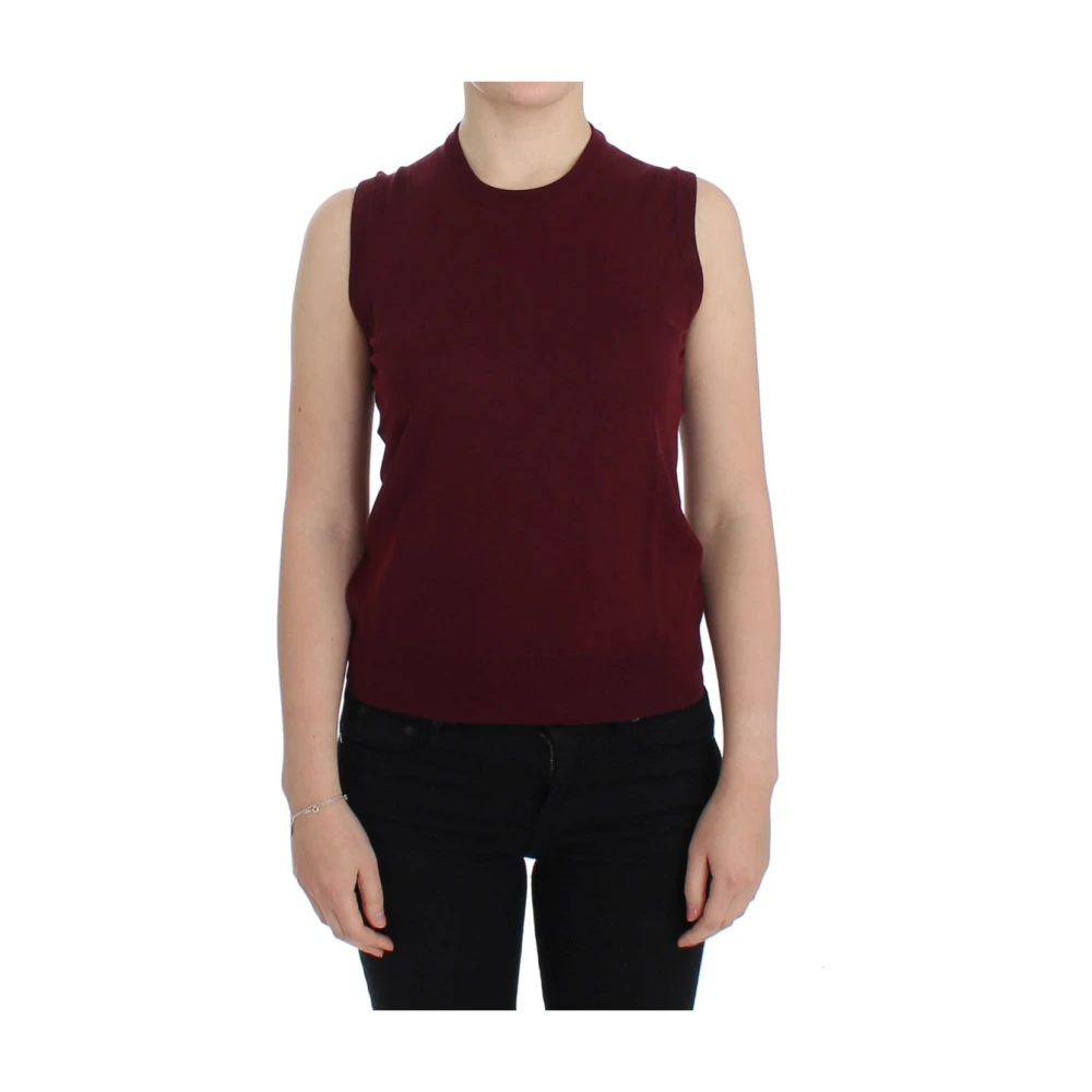 Dolce & Gabbana Donna Rosso Sleeveless Crewneck Pullover Vest