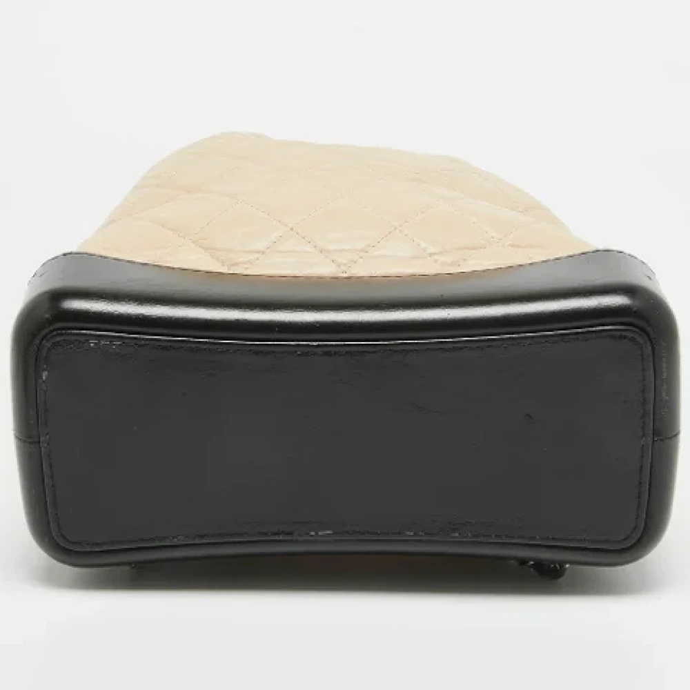 Chanel Vintage Pre-owned Leather backpacks Beige Dames