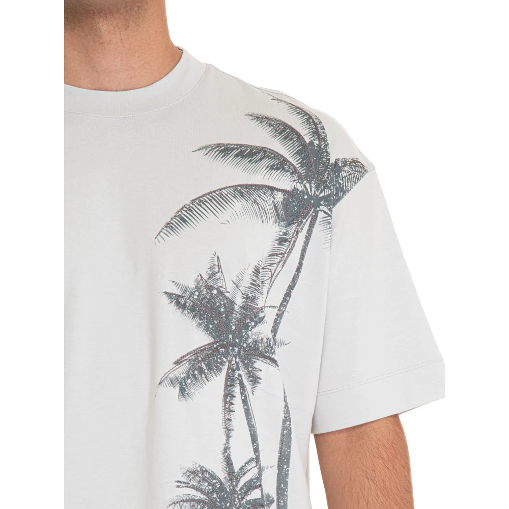 Emporio Armani Palmboom Fantasie Ronde hals T-shirt Gray Heren