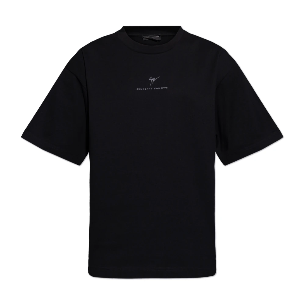 Giuseppe zanotti Katoenen T-shirt met geborduurd logo Black Heren