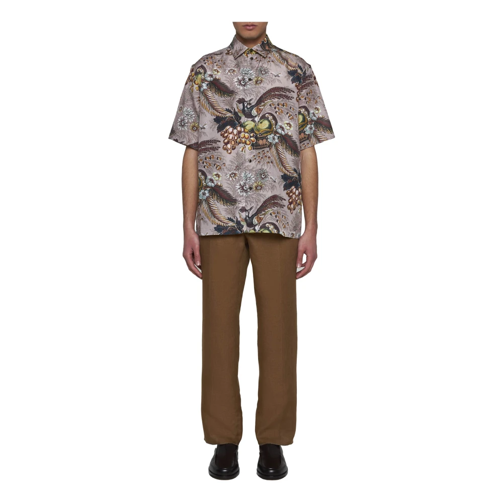ETRO Bloemen Streep Camp Kraag Shirt Multicolor Heren