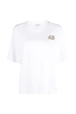 AMQ Seal Logo Kristallbroderad T-shirt