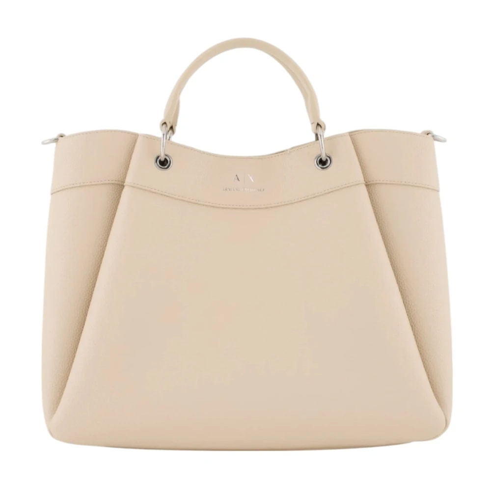 Armani Exchange Women's Beige Shopping Bags, One Size, Faux Leather Tote Bag
