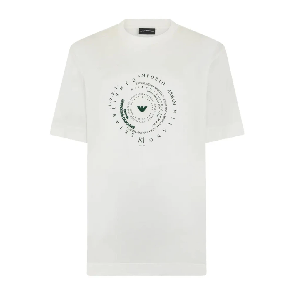 Emporio Armani Men's Beige T-Shirts, S, T-Shirt Con Stampa Girocollo Maniche Corte