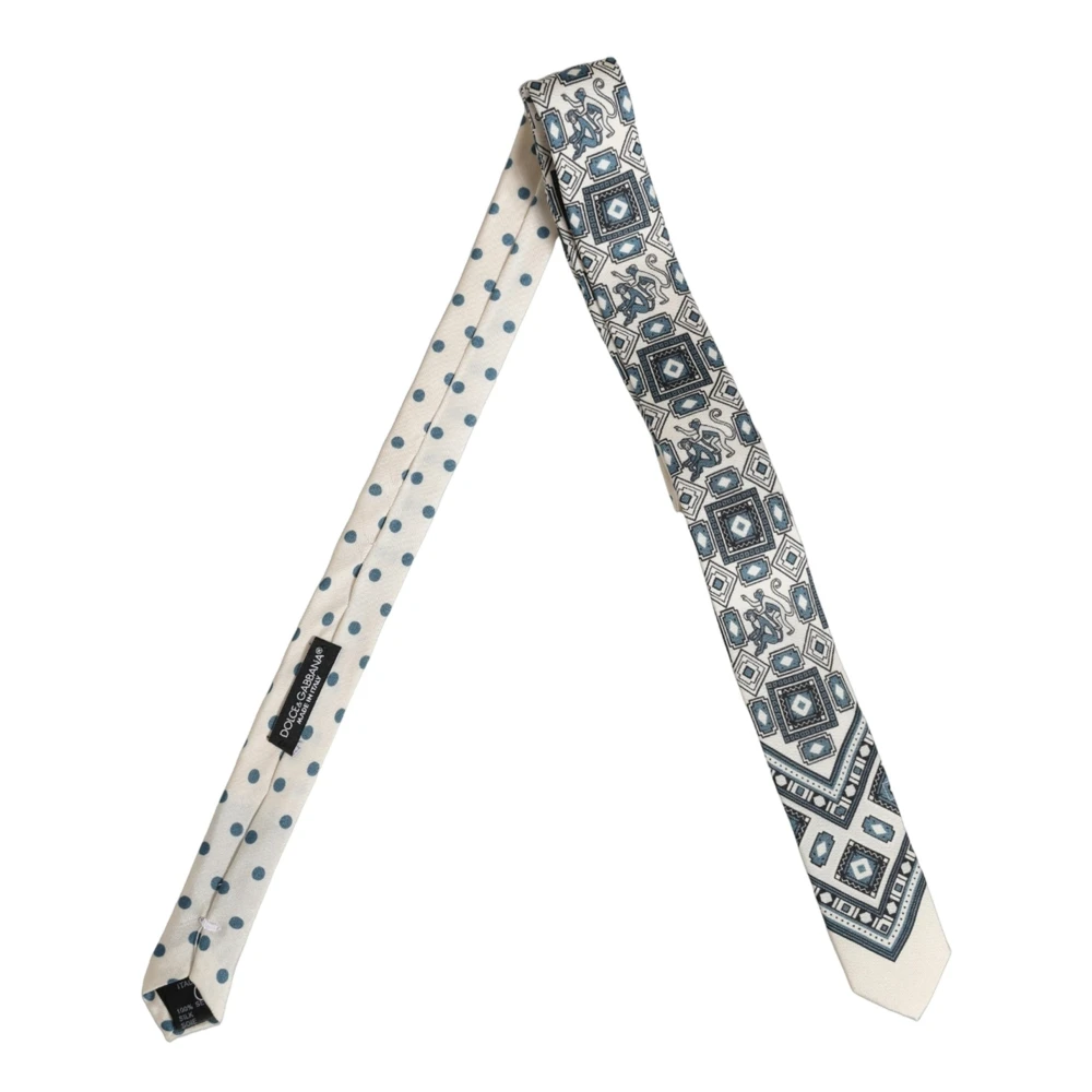 Dolce & Gabbana , Ties, Male, White, One Size, Geometric Adjustable Tied Necktie