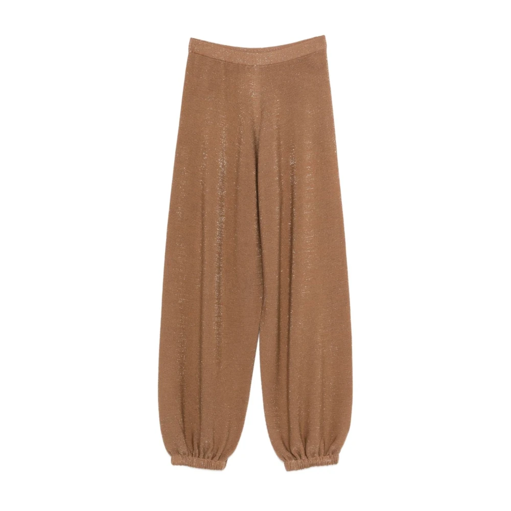 Fabiana Filippi Women's Brown Straight Trousers, L, Wool And Cotton Trousers