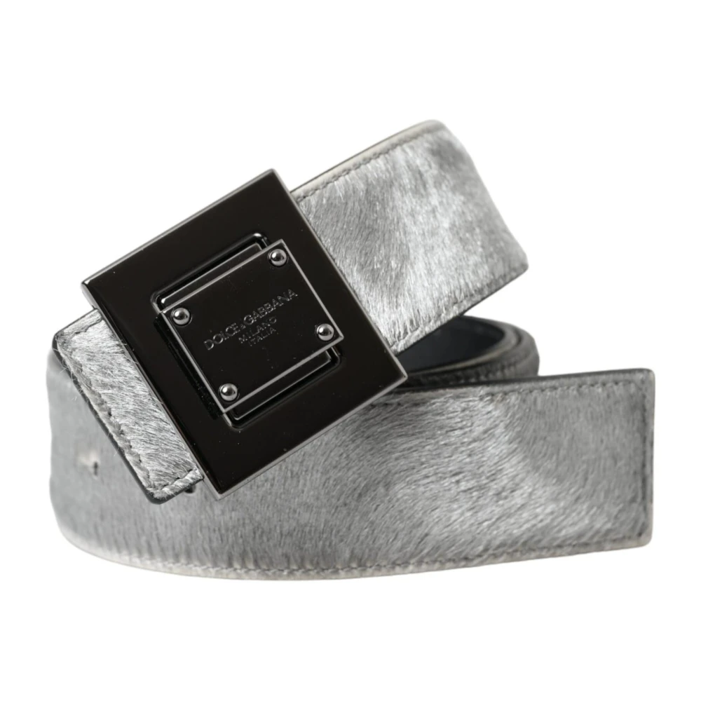 Dolce & Gabbana Zilveren Leren Riem met Metalen Gesp Gray Dames