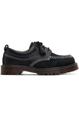 black-leather-lace-up-flat-shoes