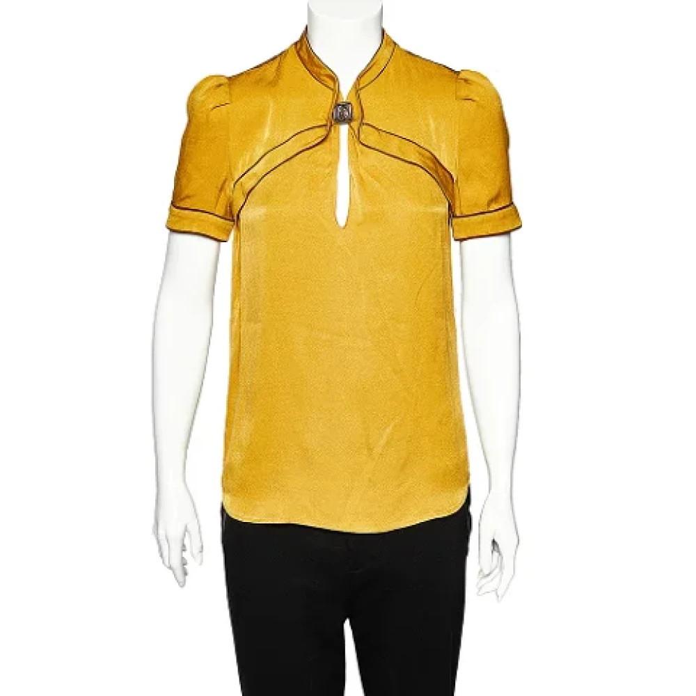 Gucci Vintage Pre-owned Silk tops Yellow Dames