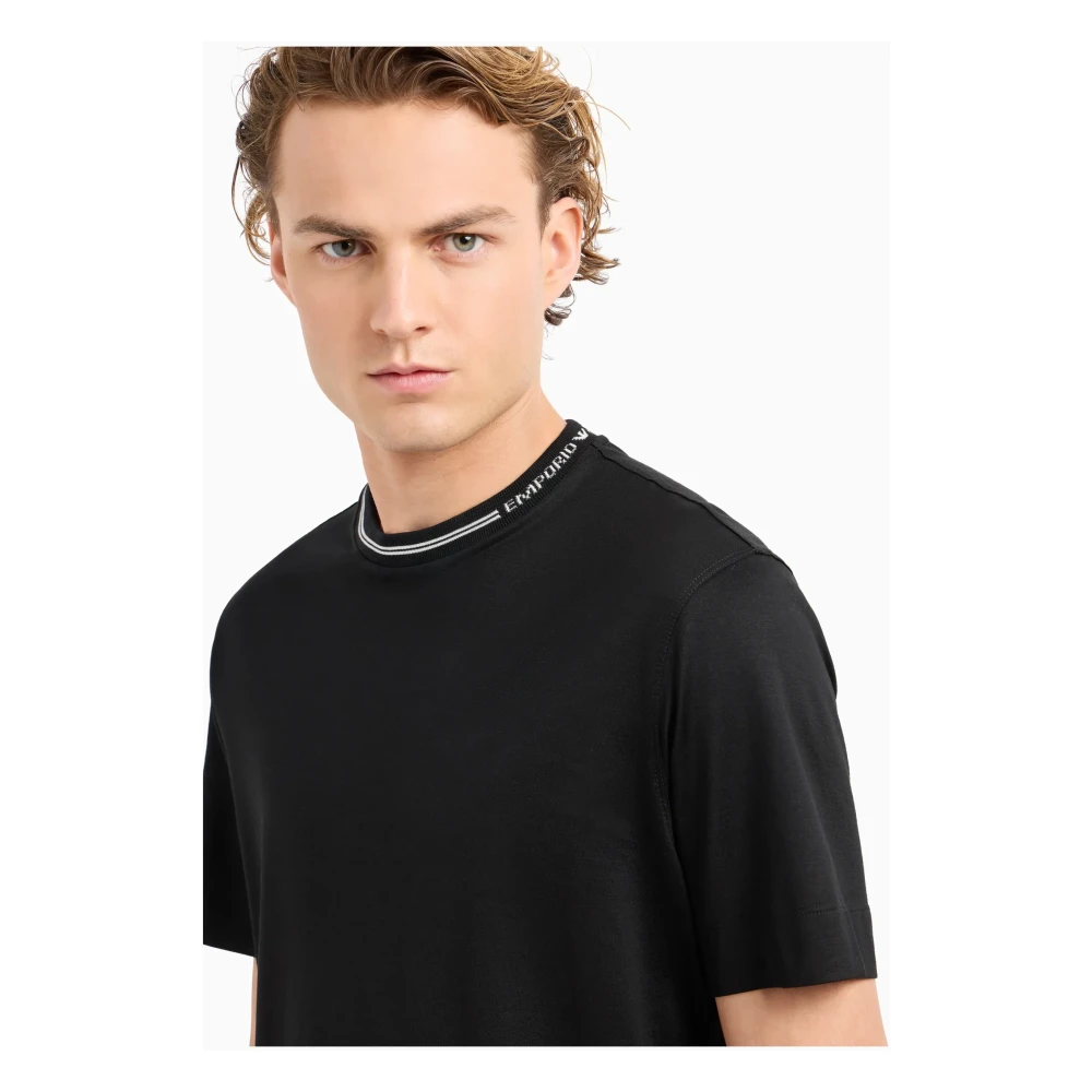 Emporio Armani Zwart T-shirt met logo-accent Black Heren